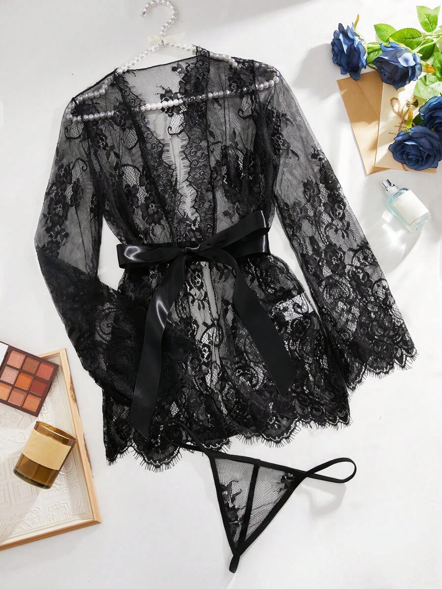 LEILA LACE LONG SLEEVE ROBE SET