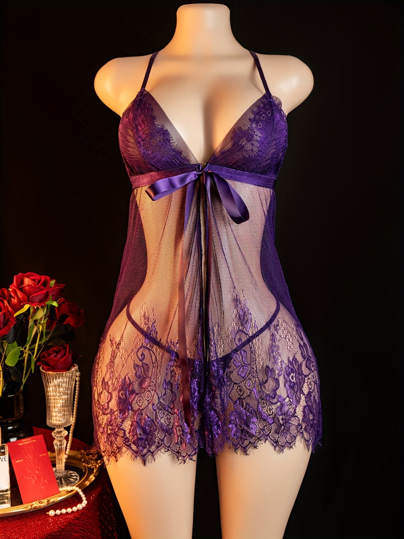 LEYLA SHEER LACE BABYDOLL