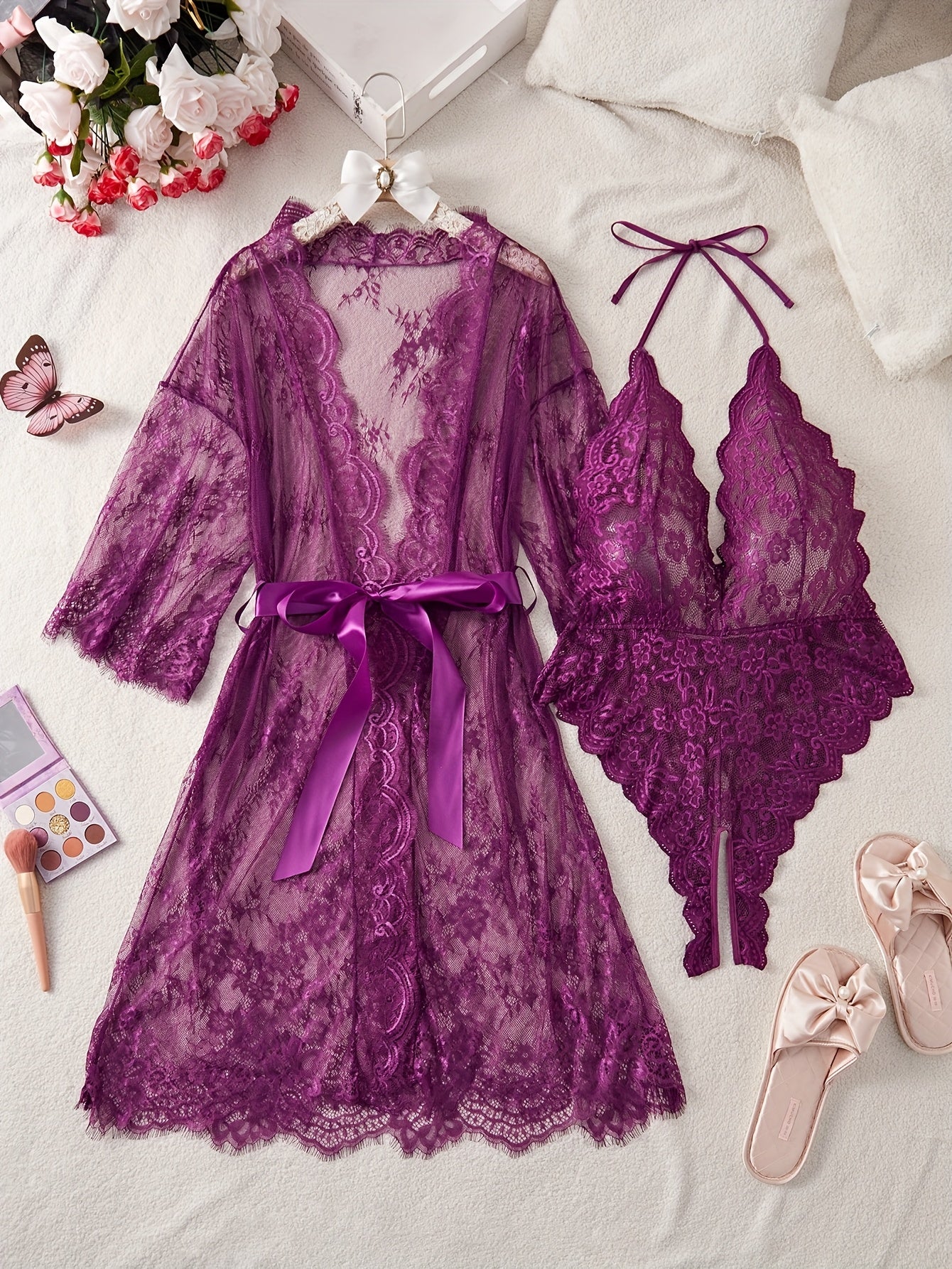 ARIA LACE ROBE & BODYSUIT SET